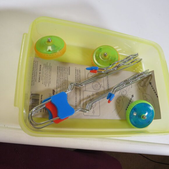 Vintage Gyro Wheel Friction Rail Toy (Set of 3) Lights Up Retro - Picture 3 of 9